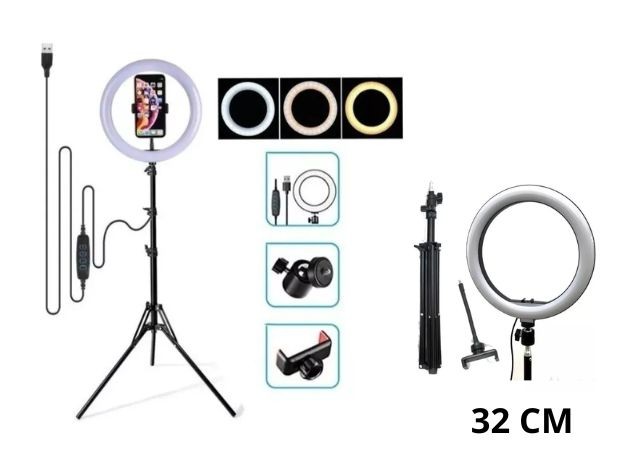 &u+ PANEL LED FOTOGRAFIA FRIO CALIDO KIT ARO 32CM + TRIPODE